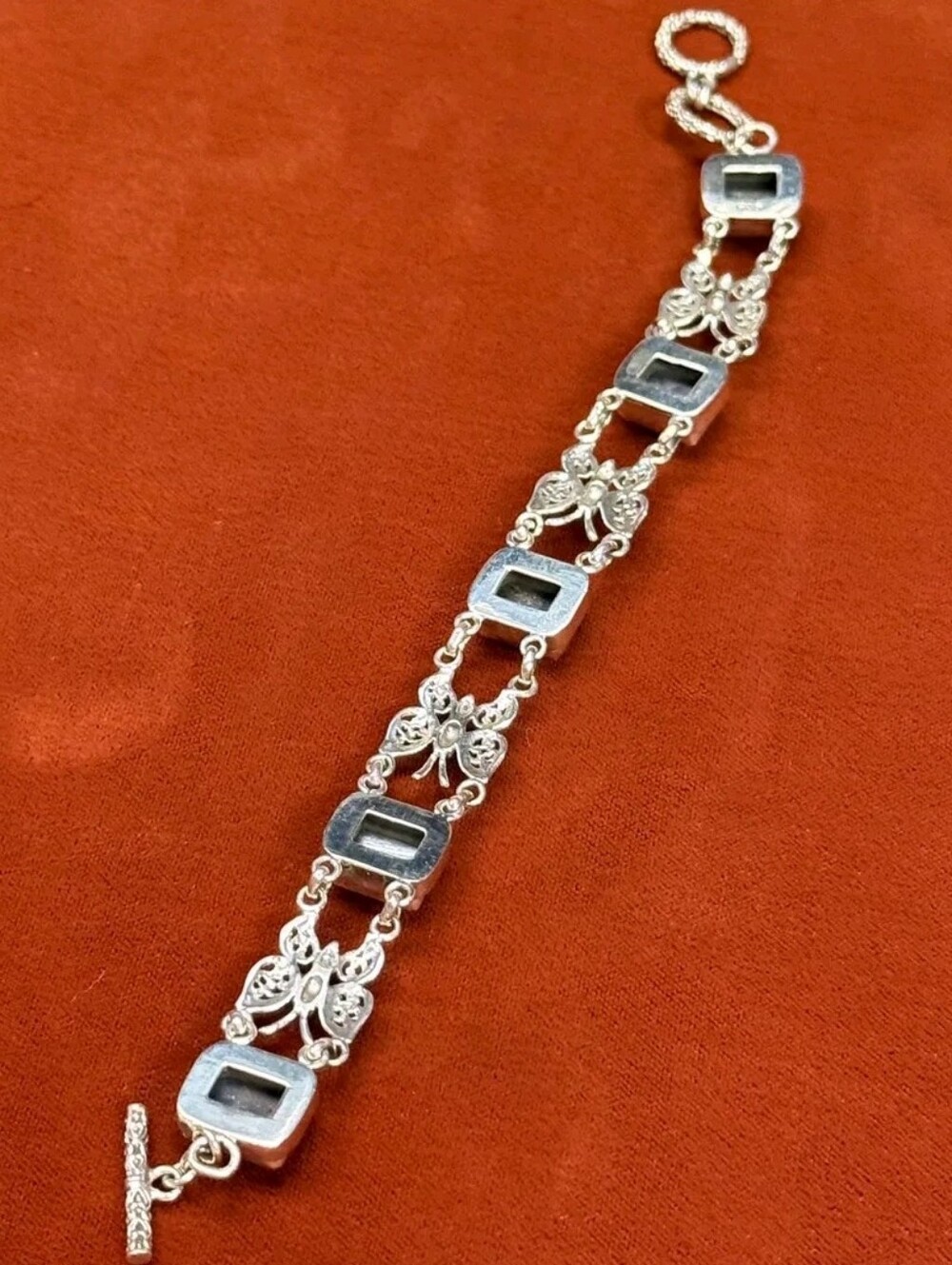 Sterling Silver Bali Legacy 21.75 CTW Himalayan Kyanite Butterfly Bracelet - Picture 5 of 5